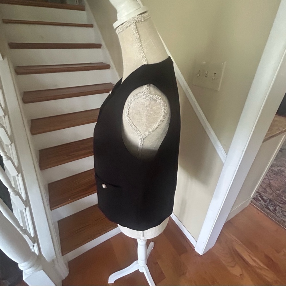 Adrianna Papell Black Ponte Longline Vest Tailored Minimalist Chic S Y2K - Picture 3 of 8